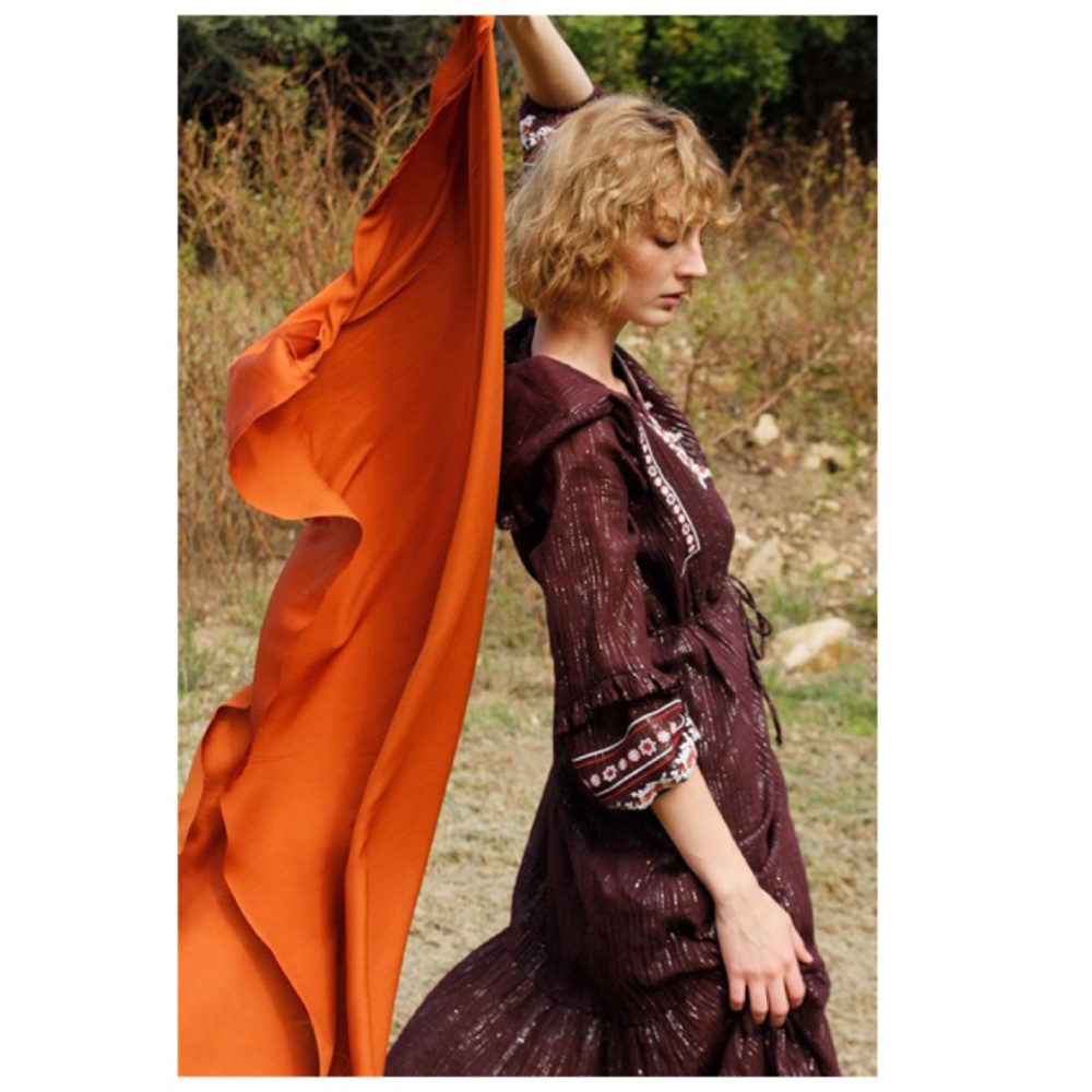 Anthropologie DOLAN RASHIDA EMBROIDERED MIDI DRESS